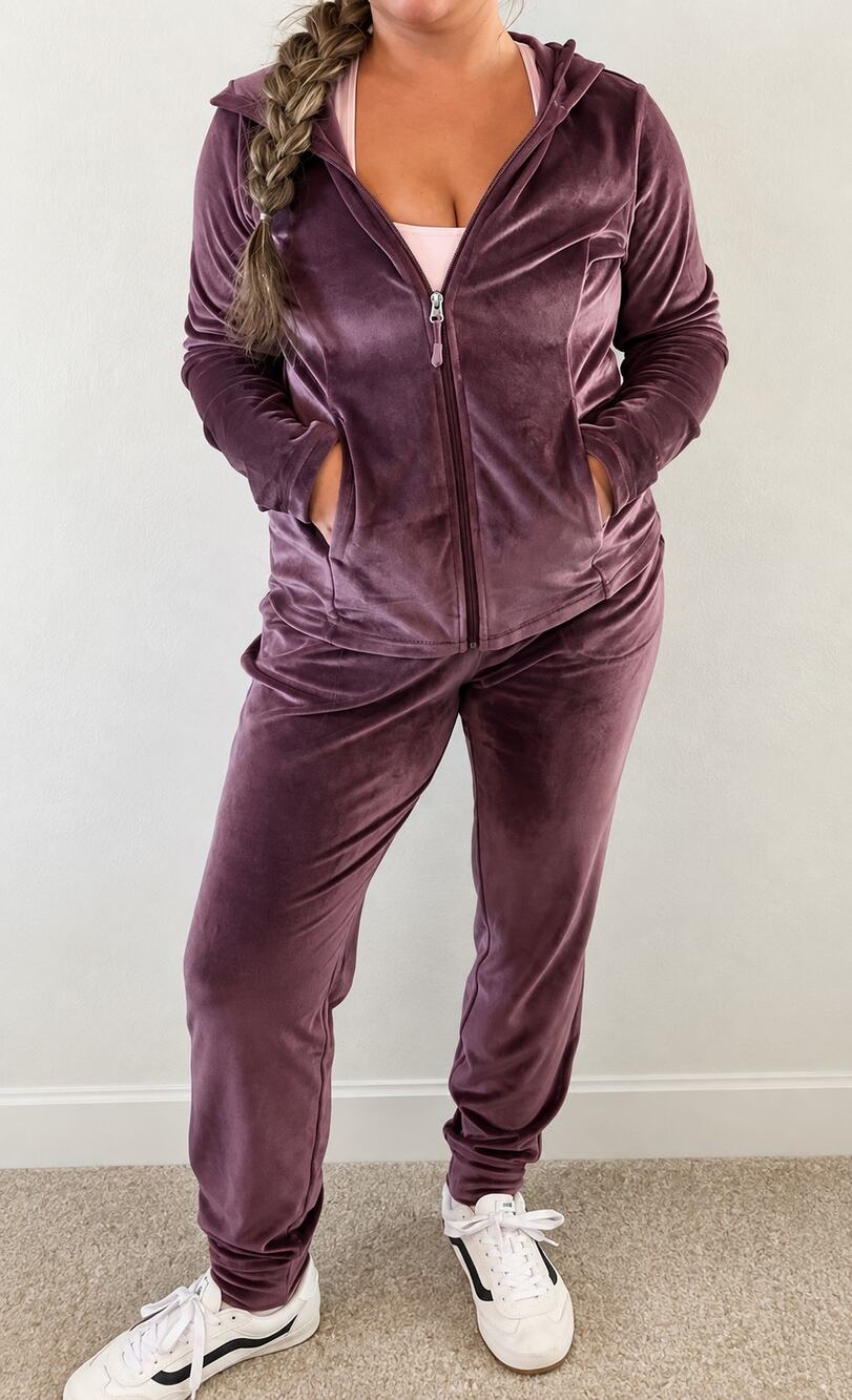 32 Degrees Heat Velour Tracksuit Set Mauve Purple Hoodie Small Joggers Medium